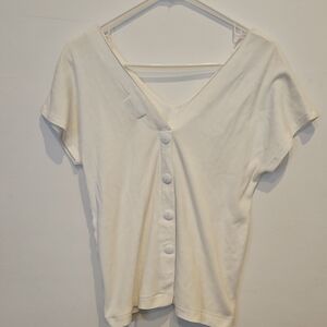 Elegant Cream Button-Down Women's Top